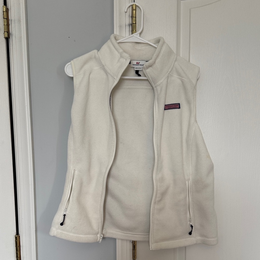 Vineyard Vines Ivory Fleece Zip Vest